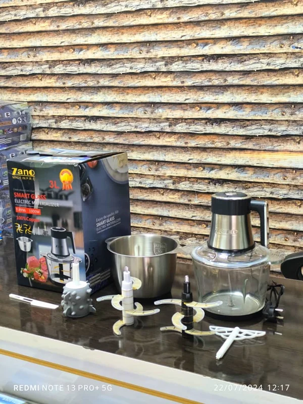 خردکن برقی 3 کاره ،2 کاسه و 12 تیغ تیتانیومی زانو مدل Zano | Y-8996